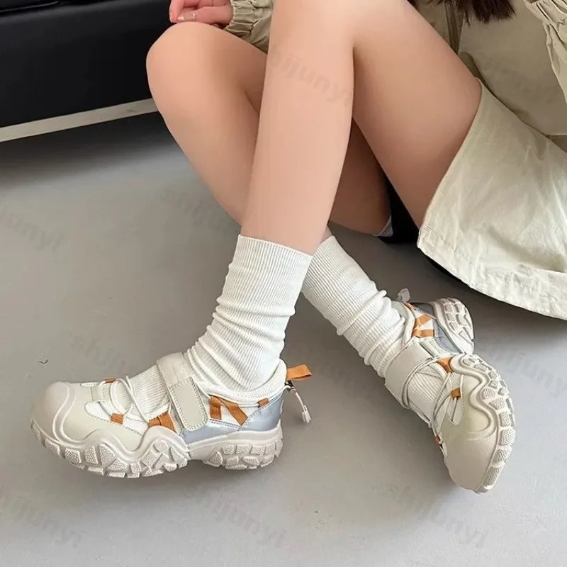 Балетки женские на толстой подошве, спортивные сандалии с низким верхом, модная обувь Мэри Джейн, осень 2024