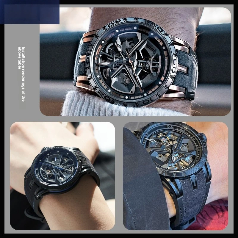 For Roger Dubuis Watch Strap EXCALIBUR 28mm Cowhide Leather Silicone Belt Soft Rubber Back WatchBand 28m free screws Accessories