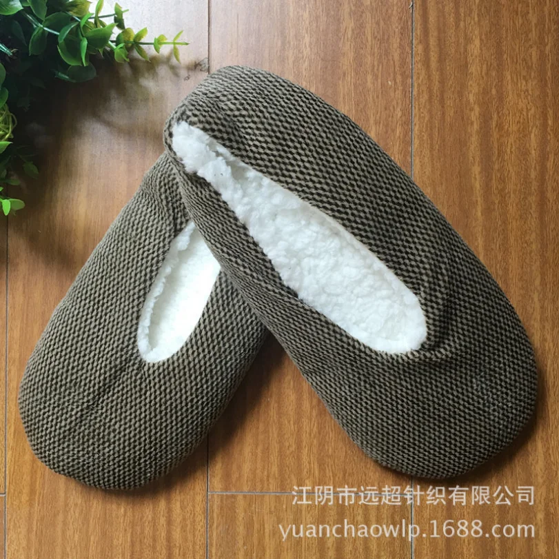 Mens Home Slippers Winter Anti Skid Slip None Grip Plush Soft Comfy Fluffy Black Male Lazy Casual Indoor House Floor Shoes Flat