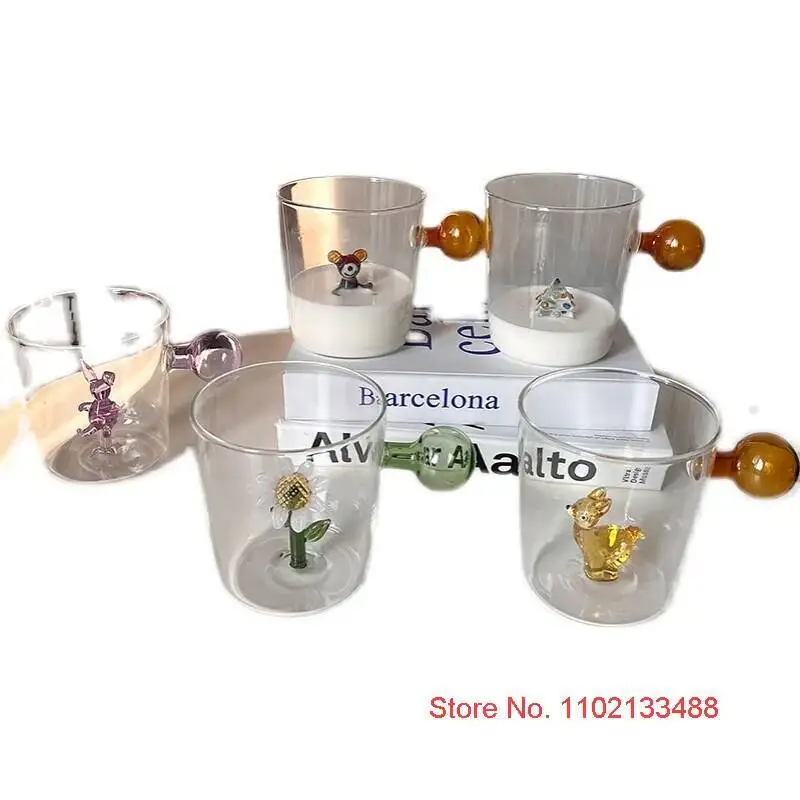 Cute Glass Cup Italy Famous Design Animal Glassware Drink Tumbler Milk Water Teacup 300ml Clear Niche Coffee Mug Dropshipping