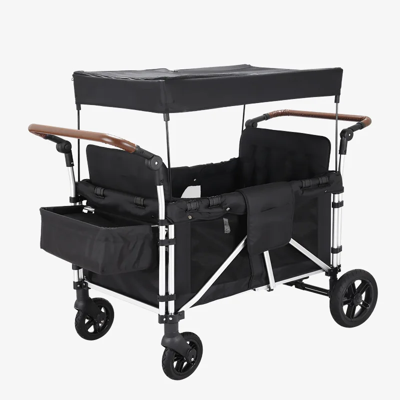 

Double push high-end camp car stroller outdoor stroller foldable hand push camping tie rod light camping trailer