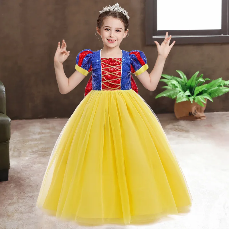 

Girls Fairy Tale Princess Dress Sparkling Sequin Tulle Dresses Kids Birthday Party Costume Crystal Stage Performance Outfit