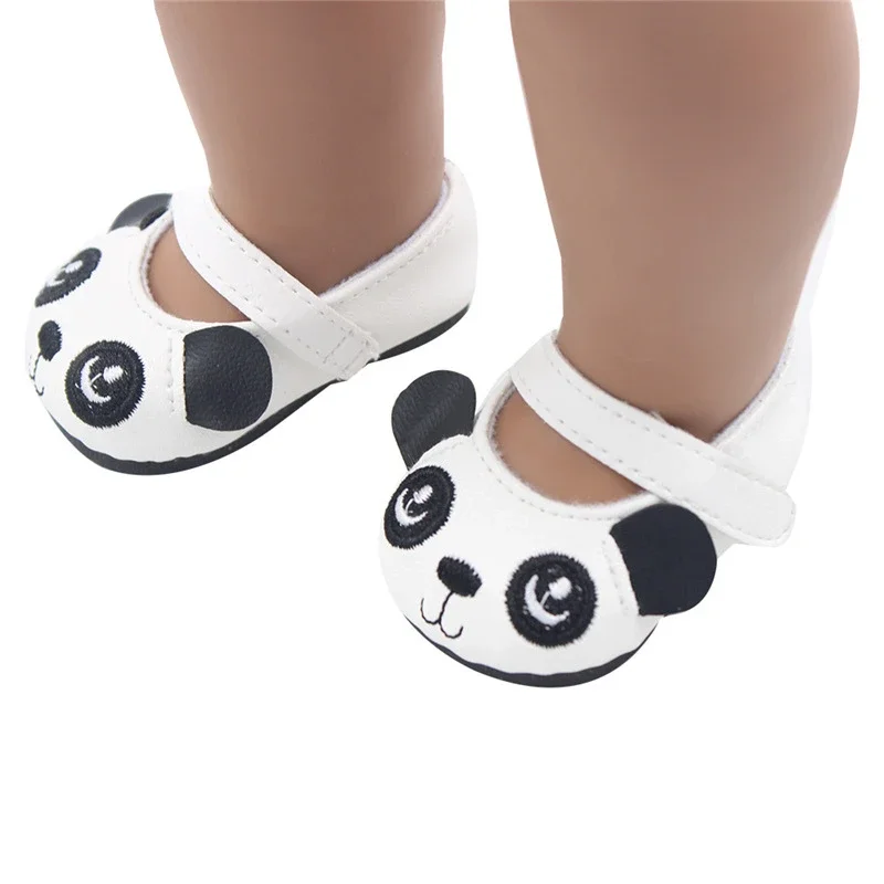 Neue, heiß verkaufte flache Schuhe, einfache schwarz-weiße, farblich passende niedliche Cartoon-Panda-förmige Schuhe, bequem und vielseitig