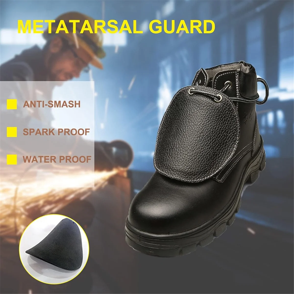 

AA98 Metatarsal Guards for Work Boots, Unisex Toe Protector Shield Attachment for Most Safety Boots and Shoes 1Pair