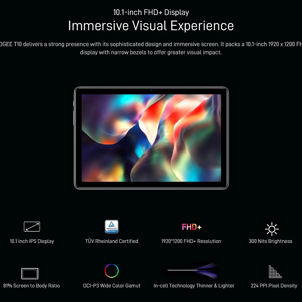 DOOGEE-Tableta T10 de 10,1 pulgadas, Tablet con pantalla IPS FHD + TÜV Rheinland, 128GB + 8GB, cámara de 13MP, 8300mAh, 4G, LTE, Widevine L1,