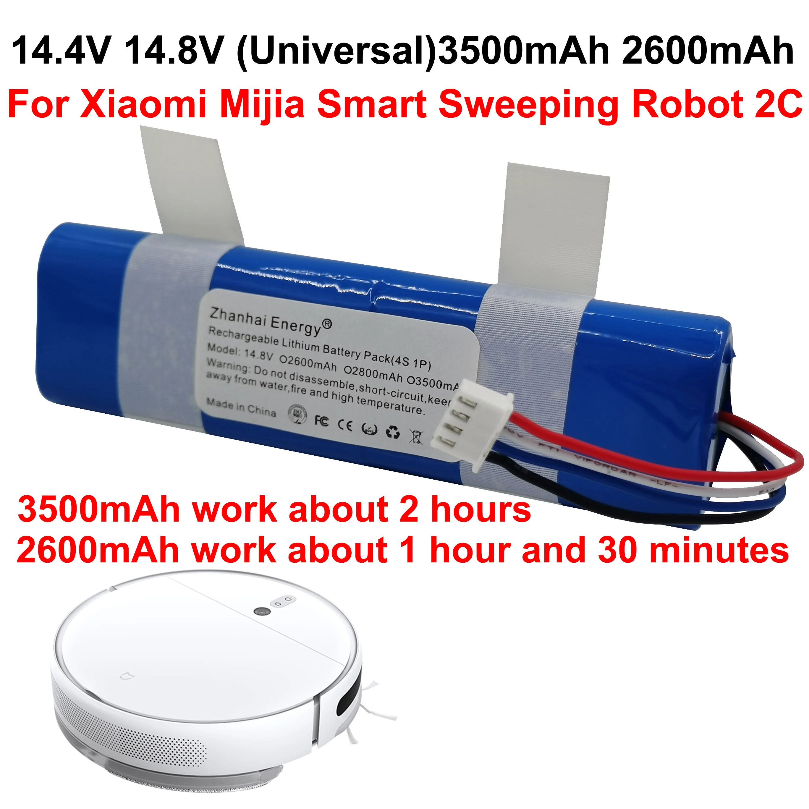 14.4v 14.8v 3500mah 2600mah li-ion bateria recarregável cilíndrica 4S 1p para xiaomi mijia robô aspirador de pó 2c novo