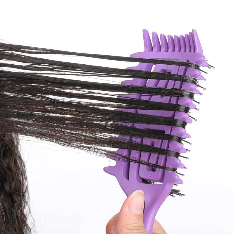 وفك تشابك تحديد فرشاة شعر مجوفة مبللة مجعد الشعر مشط تشكيل تجعيد الشعر الحلاق تصفيف الشعر أداة للشعر المتشابك