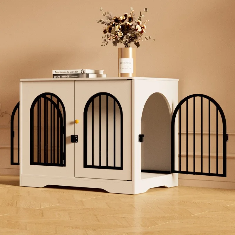 Small and medium-sized dog cages, dog furniture style, side table, TV cabinet, kennel, pet cage, suitable for multiple scenarios