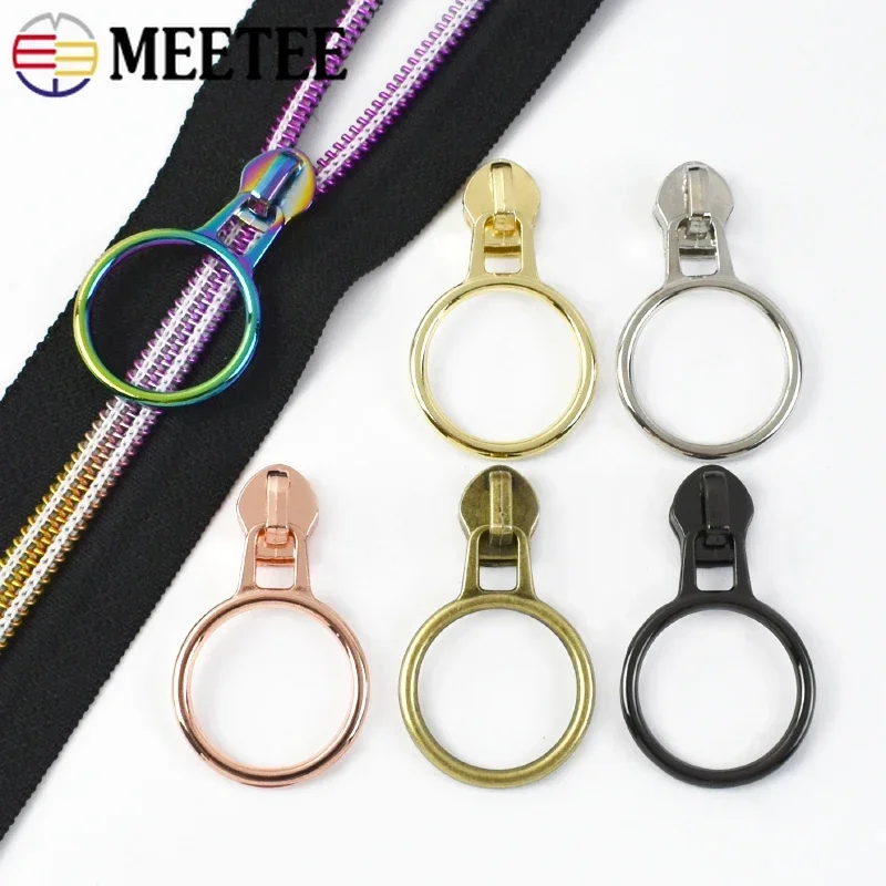 5/10/20Pcs 5# O Ring Zipper Pulls for Bag Nylon Zips Sliders Head Replacement Plastic Zippers Repair Kit DIY Sewing Accessories