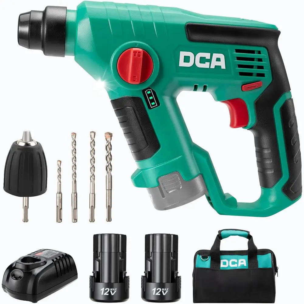 

12V Cordless SDS-Plus Hammer Drill Set, 3-IN-1 Power Drill with Variable Speed, 2*2.0Ah Battery, 0-900 RPM/5600 BPM, 3/8 Drill C