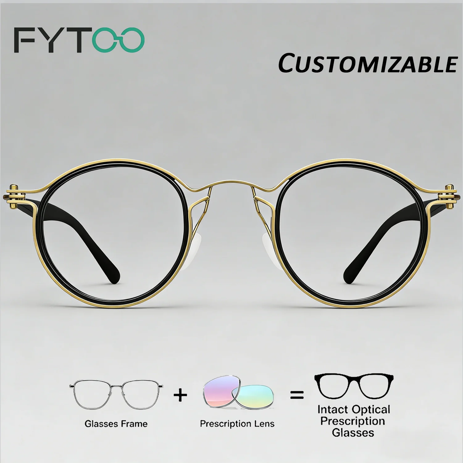 

Fytoo Anti Blue Light And Round Myopia Glasses Men Women Custom Prescription With Formula Optical Lens 2203