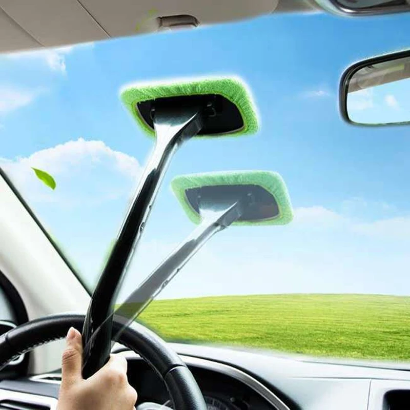 Car Cleaning Wash Brush Tool with Long Handle Car Window Cleaner Washing Kit Windshield Wiper Microfiber Wiper Cleaner Brush