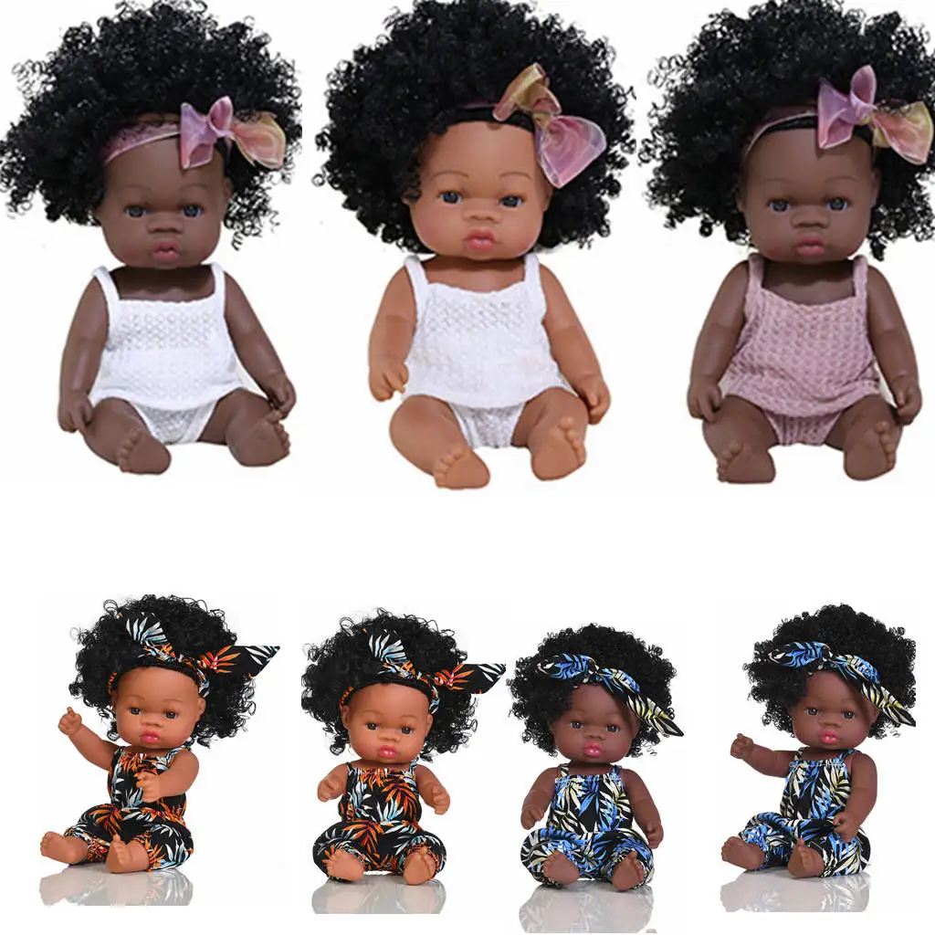 14inch Full Body Silicone Bebe Reborn Dolls Soft Lifelike Baby Toys American Reborn Black Baby Doll Vinyl Baby Dolls Toys Girls