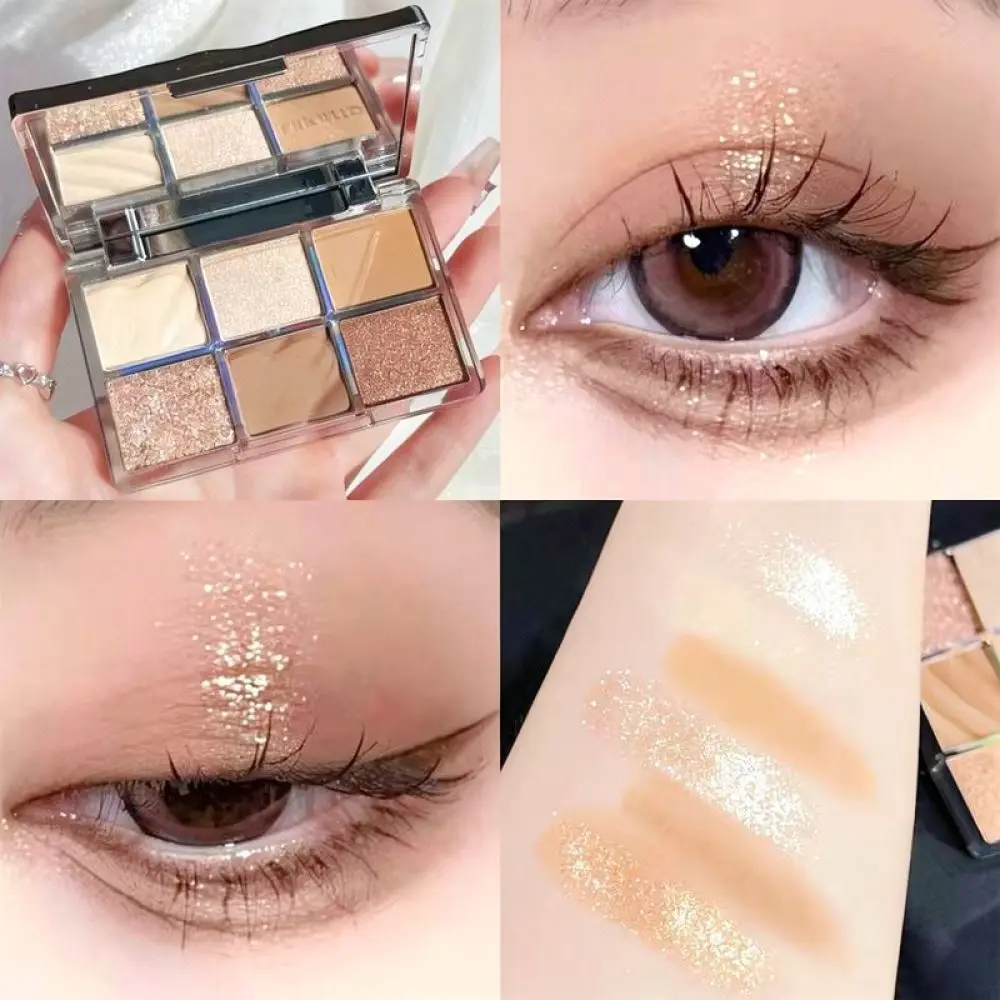 For LEEINTO Professional Eyeshadow Palette 6 Shades Matte Shimmer Glitter Durable Easy To Blend Pigmented Makeup Cosmetic Set
