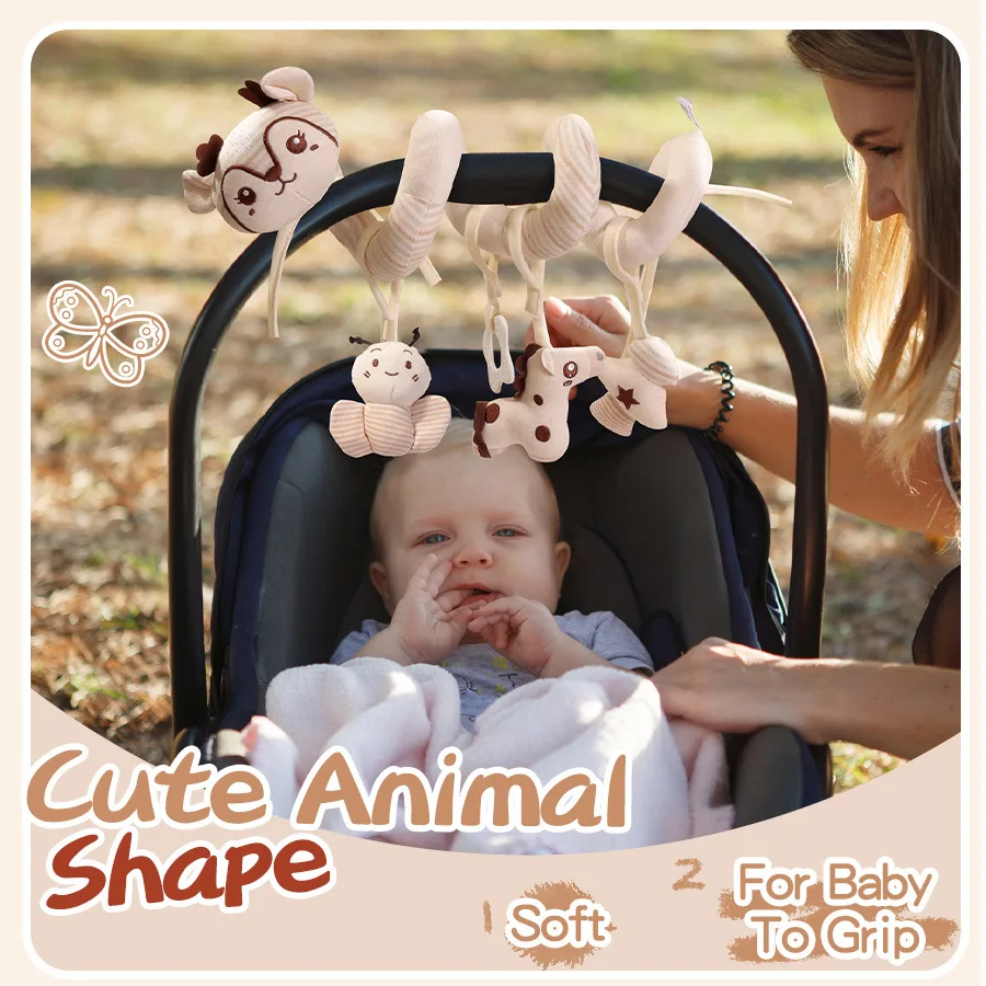 Newborn baby Crib Bed Stroller Soothing Spiral Pendant Toy Animal Plush Hanging Bed Car Around Baby Toys