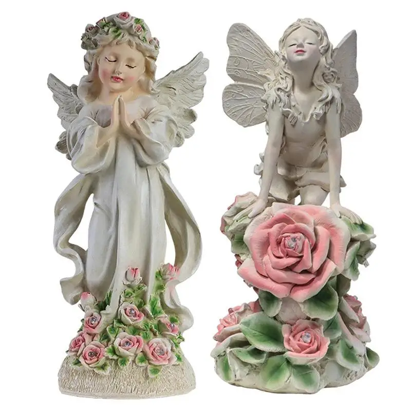 

Pray Angel Solar Garden Statue Angel Statue With Lights Resin Angel Sculpture Outdoor Yard Art Ornaments For Home Decoration