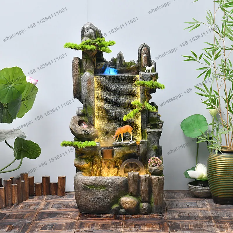 Chinese rockery lucky water fountain ornament living room entrance decoration