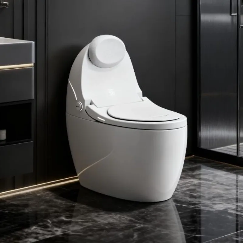 

Intelligent toilet egg-shaped backrest integrated automatic flushing with water tank voice