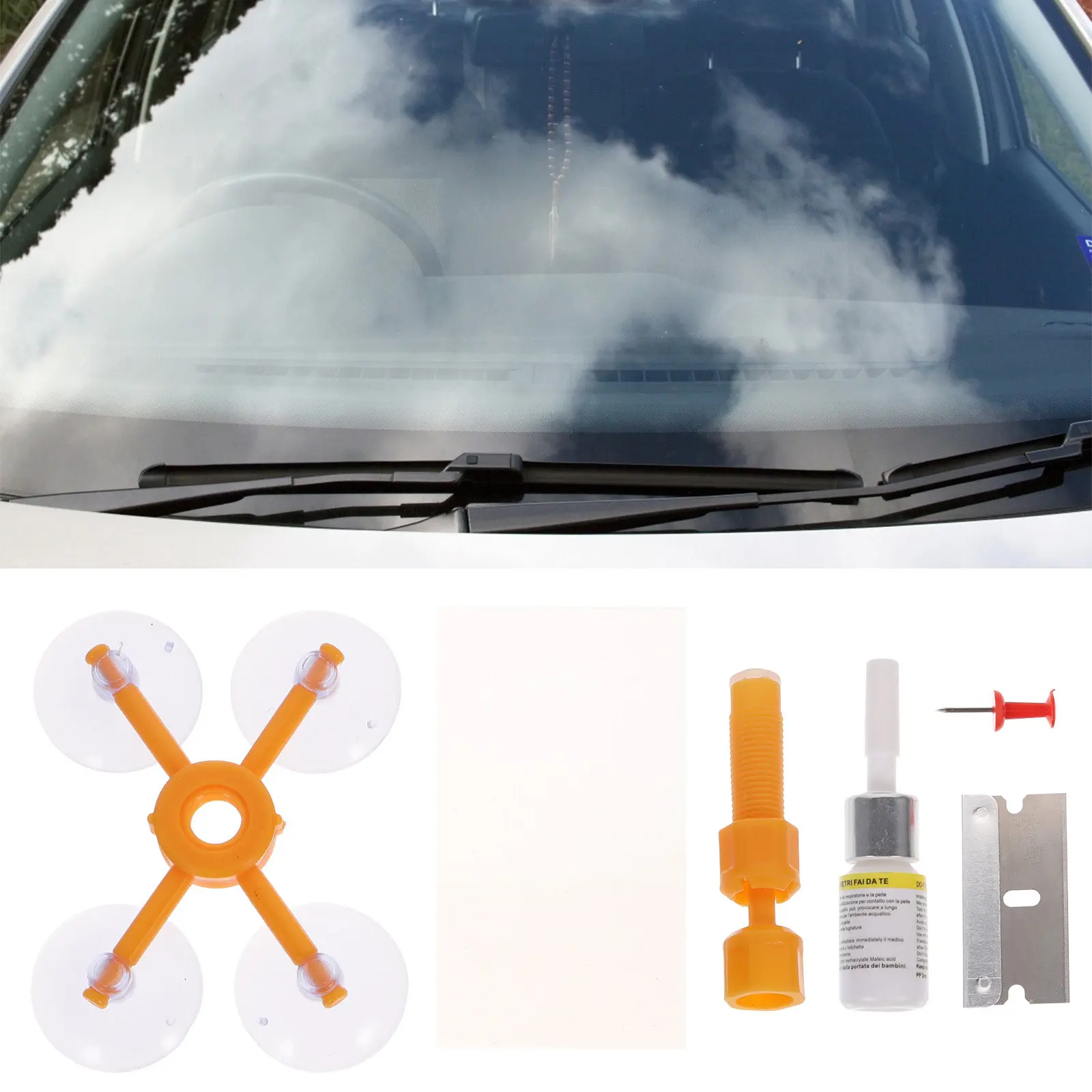 1Set Car Windshield Repair Kit Complete Laminated Glass Crack Chip Repair Kit for Quick DIY Auto Windscreen Restoration Near New