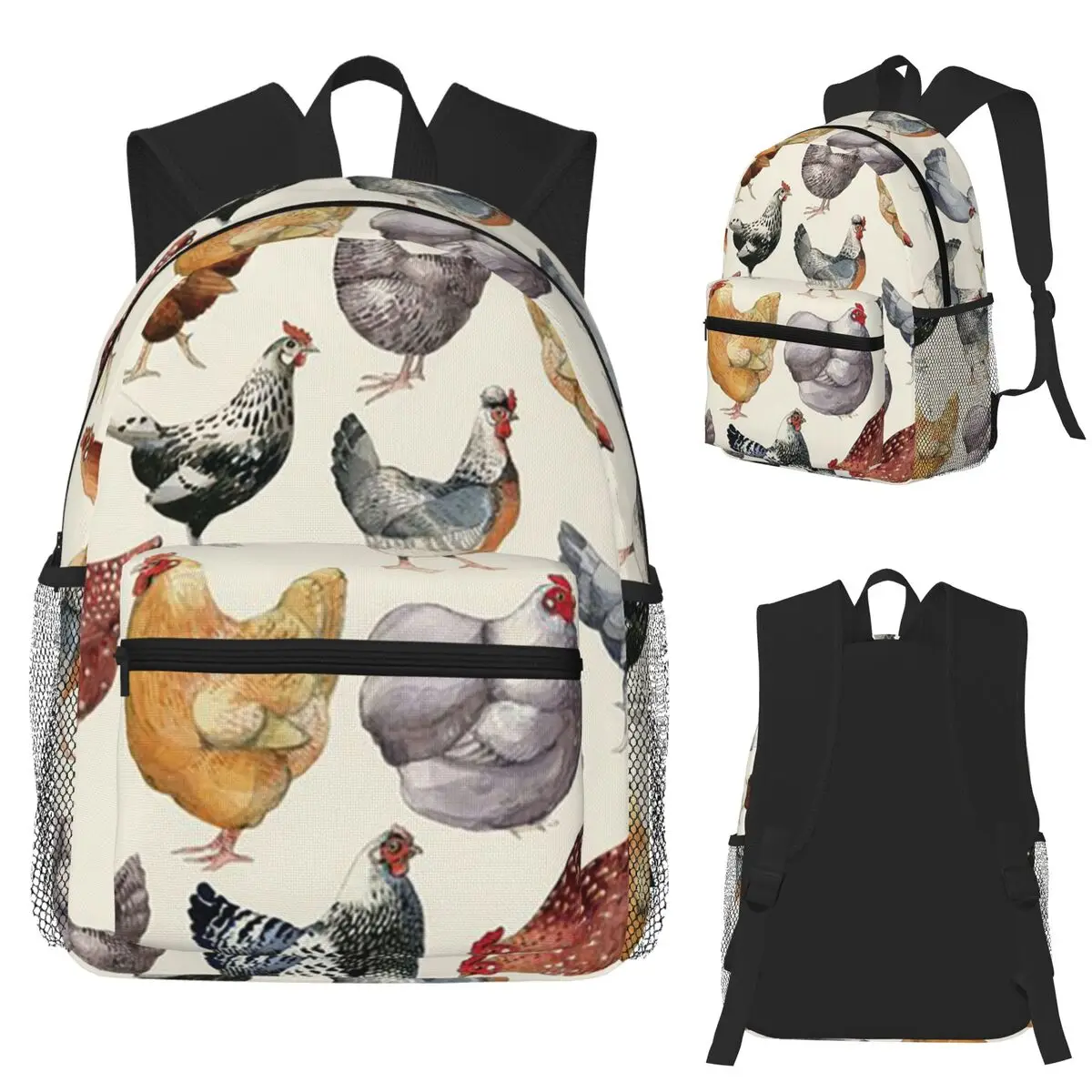 

Colour Cute Chicken Student Backpack School Bag Hiking Travel Daypack for Boys Girls Bookbag Shoulder Bags