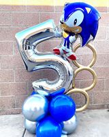 1set Sonic Hedgehog Theme Balloon Column Blue Silver Latex Balloon Boy Birthday Party Decorations Baby Shower Children Toy Gift