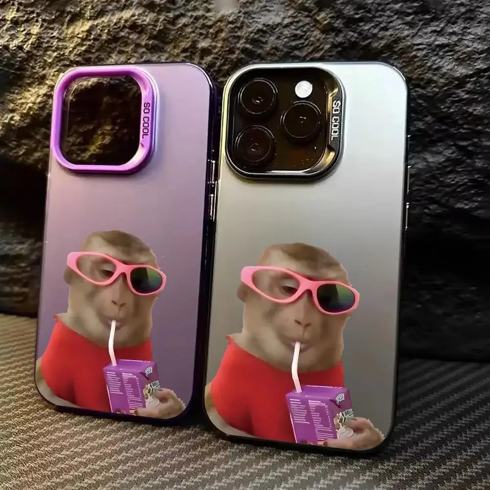 حافظة هاتف بنمط قرد مضحك مناسبة لهاتف آيفون 17 16 15 14 13 12 11 Pro/ Max/Plus غطاء خلفي مضاد للسقوط والصدمات