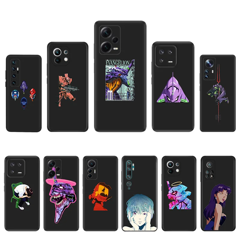 Soft Silicone Phone Case For Redmi Note 13Pro 12C 13C Xiaomi 12 13 Lite 12T 12X Cute Neon E-Evangelion Matte Shell Protect Cover