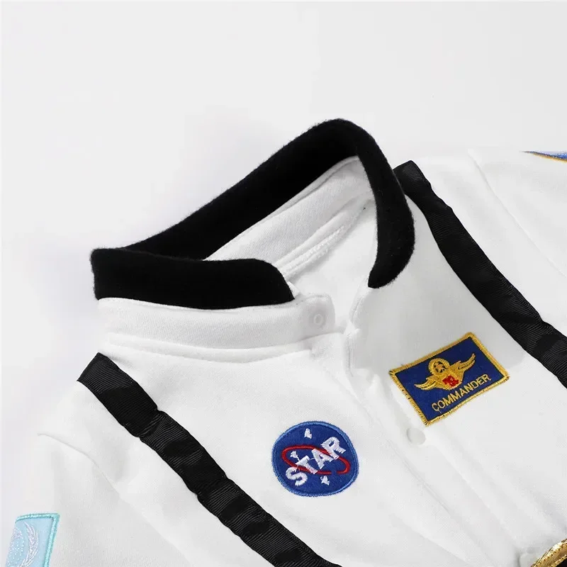 Toddler Astronaut Cosplay Bodysuit Embroidered Patterns Intergalactic Space Suit Play House Dress Up Fall Winter Long Pajamas