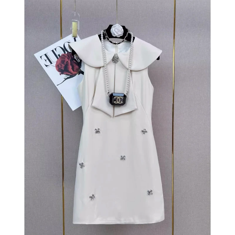 Ele Lady Sle Doll Kraag Dr Chic Fraance Aosphere Wit Maanlicht Pop Kraag Dr voor Dames Zomerseizoen