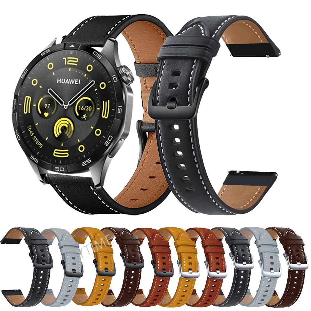 22 Leather Bracelet For Amazfit GTR 47mm Wrist Strap For Xiaomi Amazfit Pace/Stratos 1 2 3/GTR 2 3 4 2e/GTR3 Pro/Bip 5 Watchband