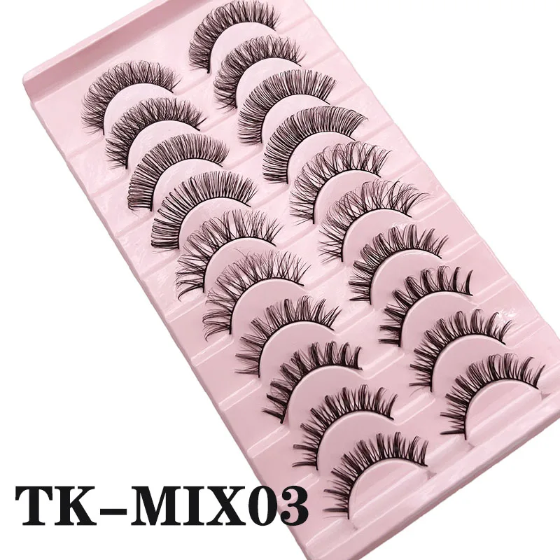 10 Paar dramatische falsche Wimpern 10–23 mm russische falsche Wimpern flauschige dichte DD Curl große Curling-Bogen-Wimpernverlängerungen – Detail 8