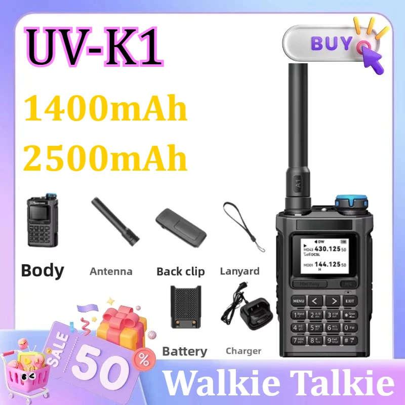For Quansheng UV-K1 L Mini Walkie Talkie Dual Band VHF UHF Transceiver Wireless Copy Frequency Upgrade 1400mAh/2500mAh