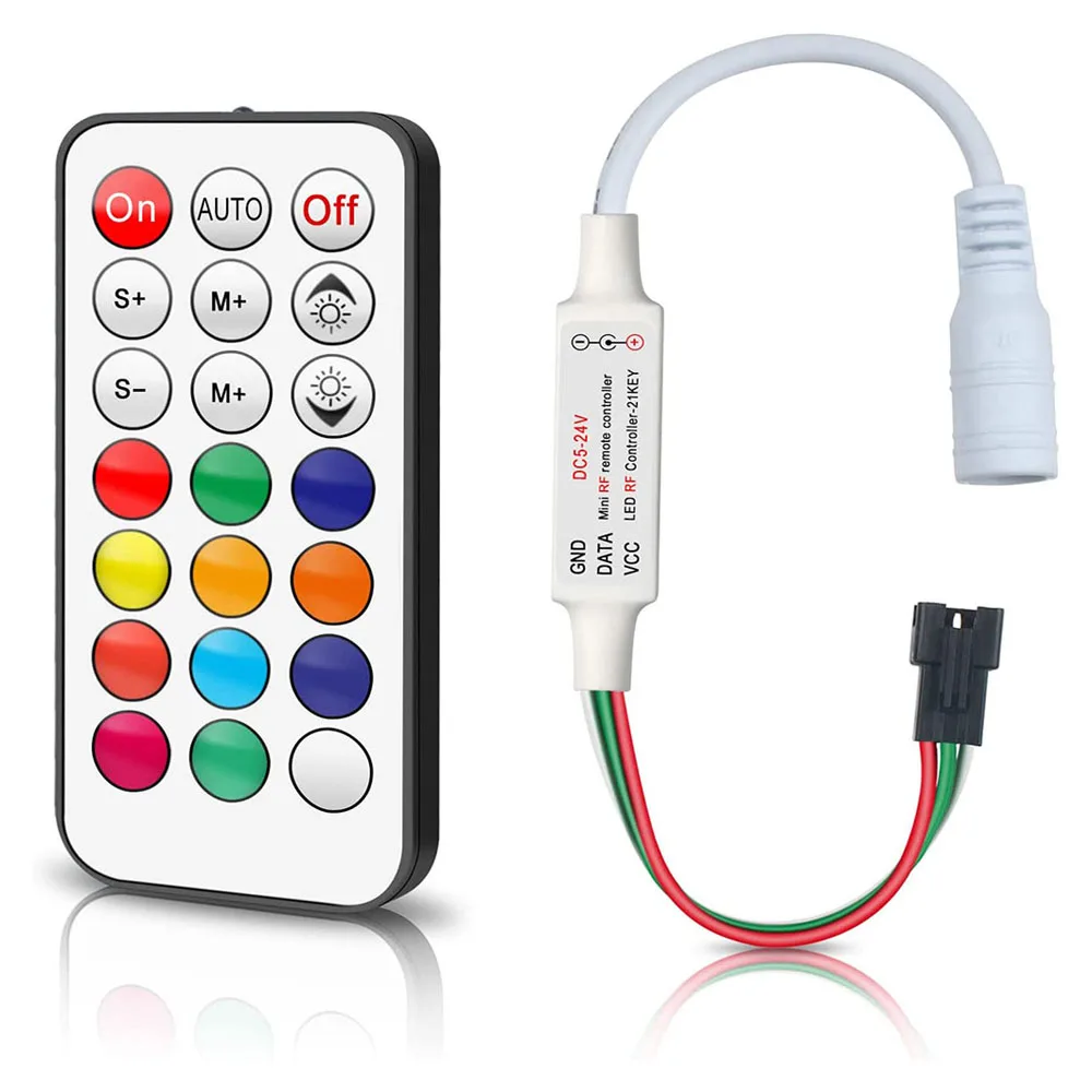 Mini 21 Key 3-PIN LED Controller Suitable for WS2811 WS2812B 2811 2812 LED Strip RGB DC5-24V RF Remote Control