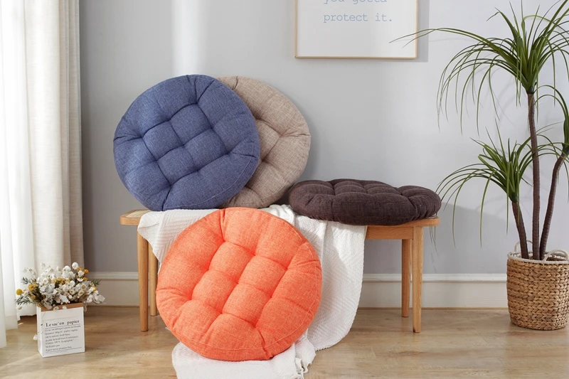 Frühling Sommer Großes Bodensitzkissen Verdicktes Tatami-Stuhlkissen Getuftetes Rundes Großes Kissen Stuhlauflage Ottoman Poufs – Detail 8