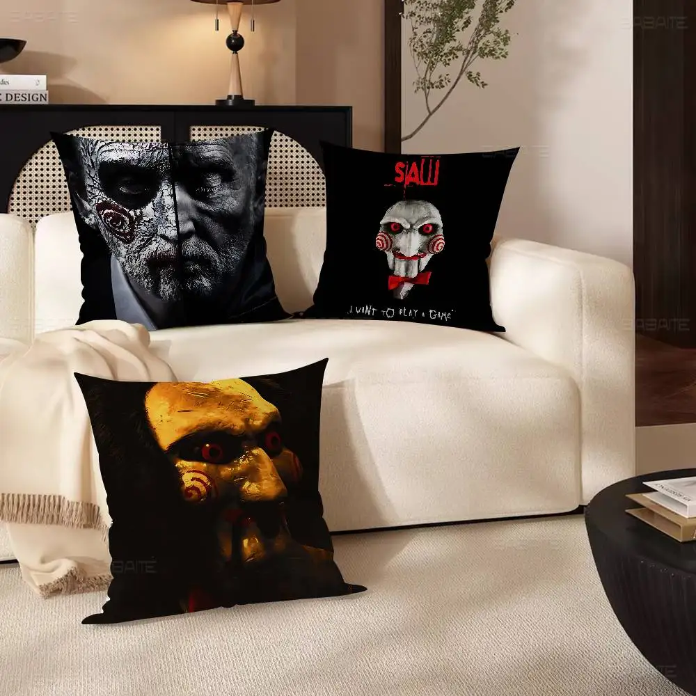 Classic Horror Movie S-Saw Office Cushion Pillowcase Car Cushion Cover45X45CM Lumbar Pillowcase Sofa Pillowcover