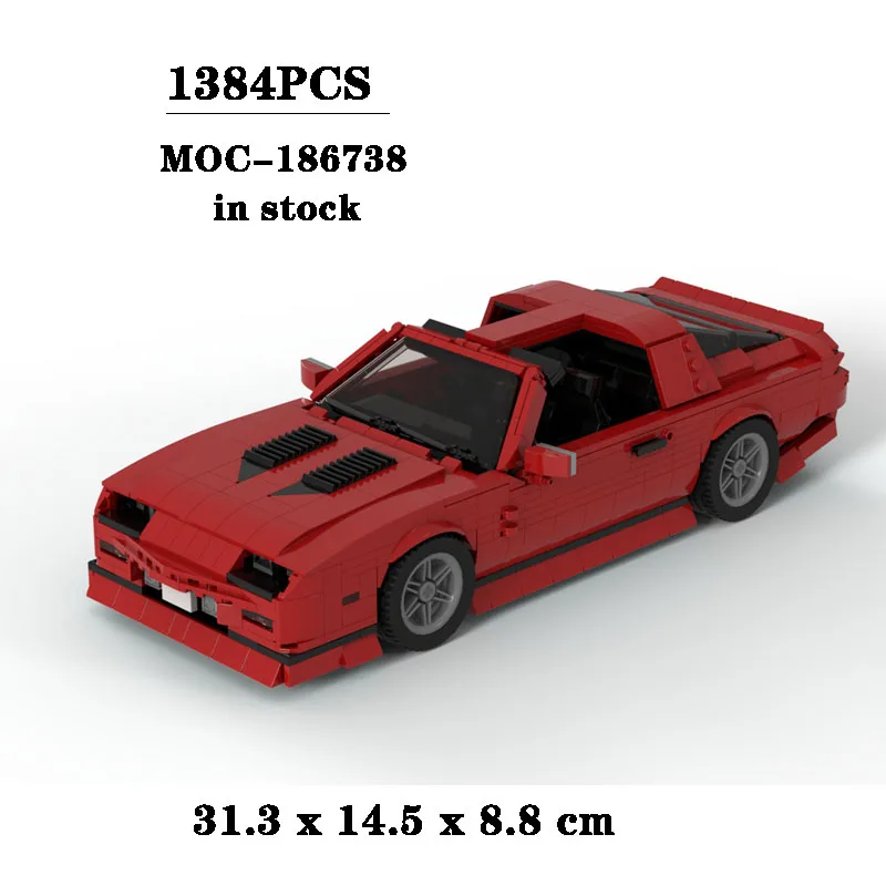 Super Stylish Sports Car Building Block, Montagem Toy Modelo, Presente de Aniversário, Natal, MOC-186738, 1384Pcs