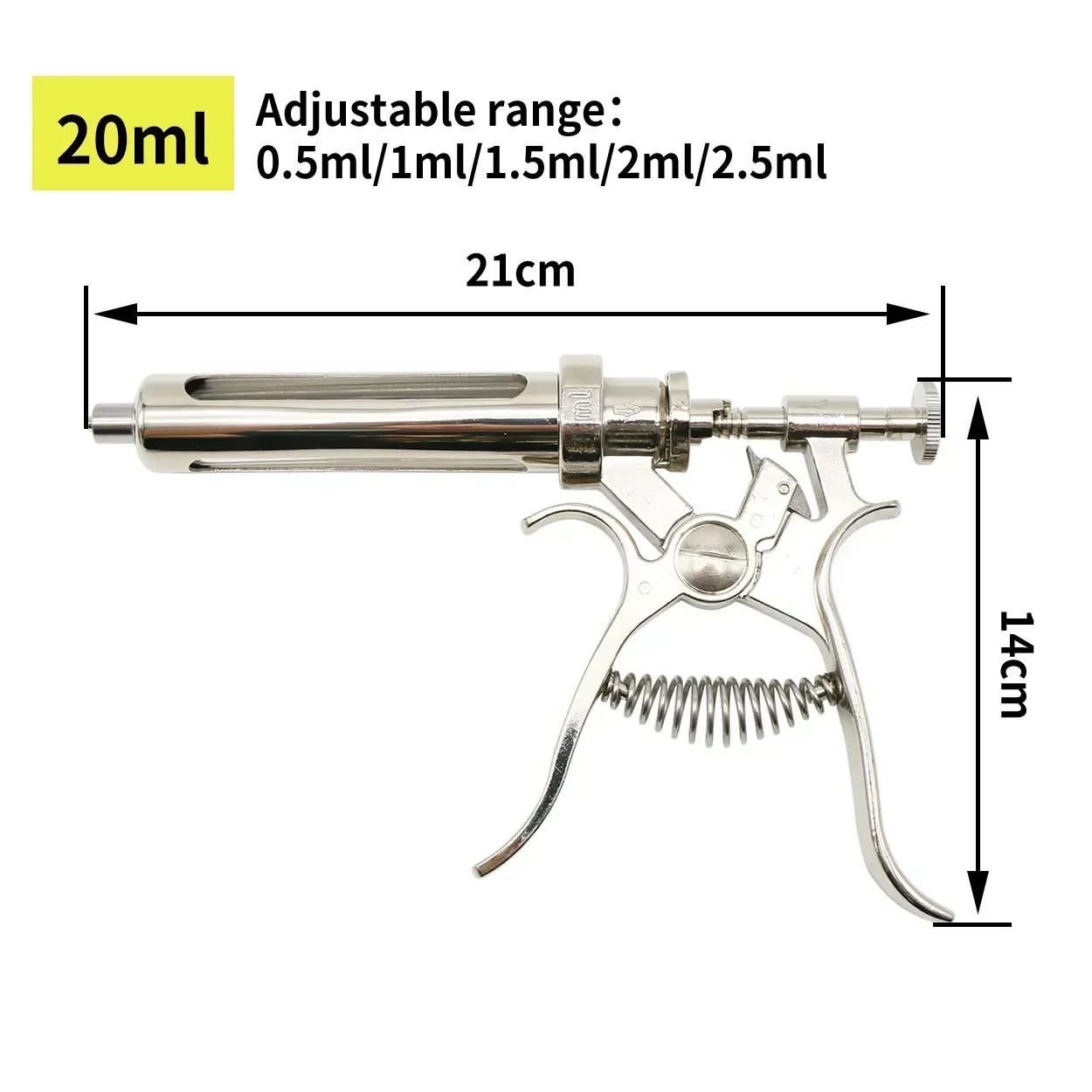 Imagem -04 - Seringa Contínua de Vacinação Animal Pistola de Injeção Inoxidável Automática de Vaca Aço Veterinário Sheep Revolver 10 20 50ml