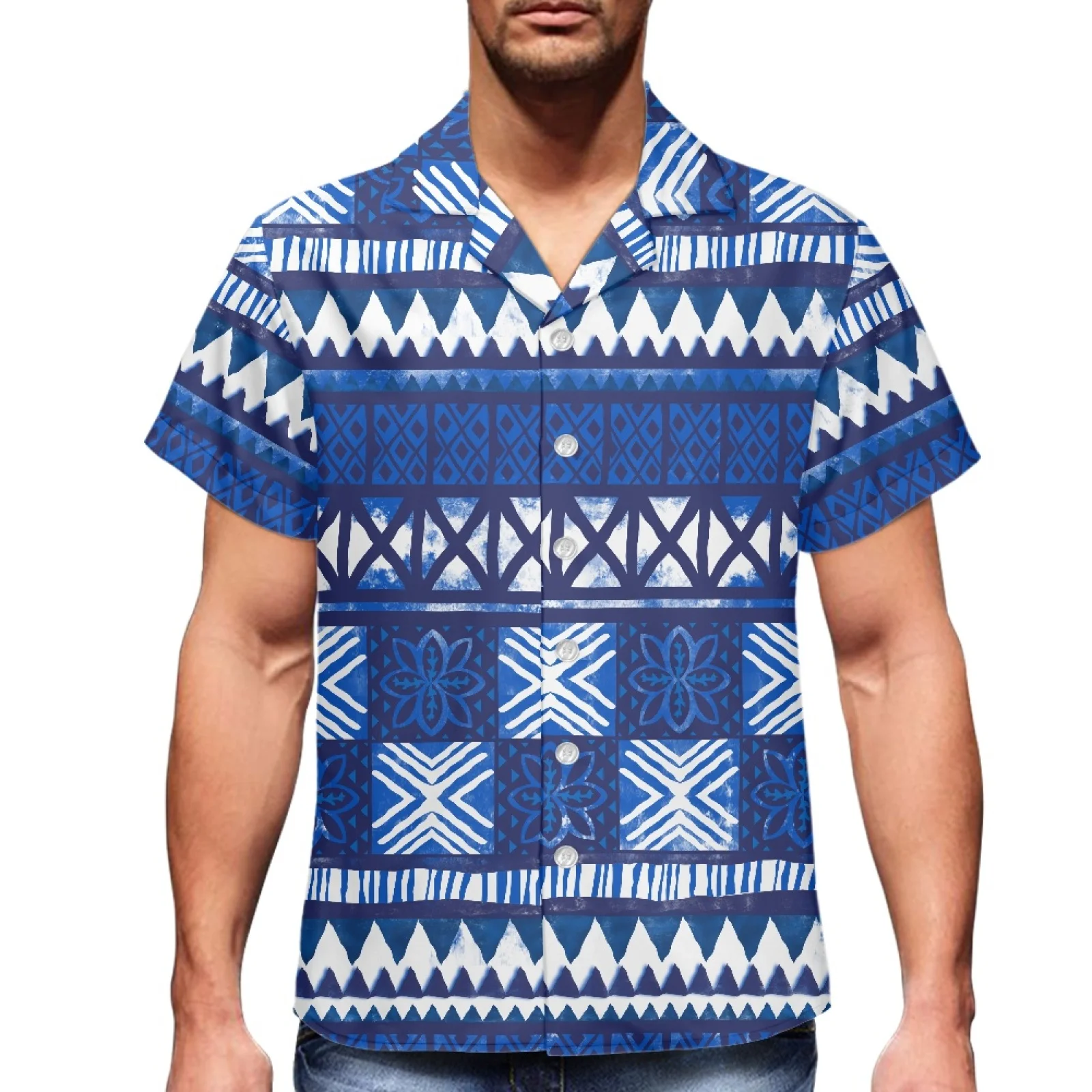 Samona Polynesian Tongan Tribal Design Breathable Short Sleeve Soft Comfortable Tops 2024 Men's Summer Fashion Casual Shirts