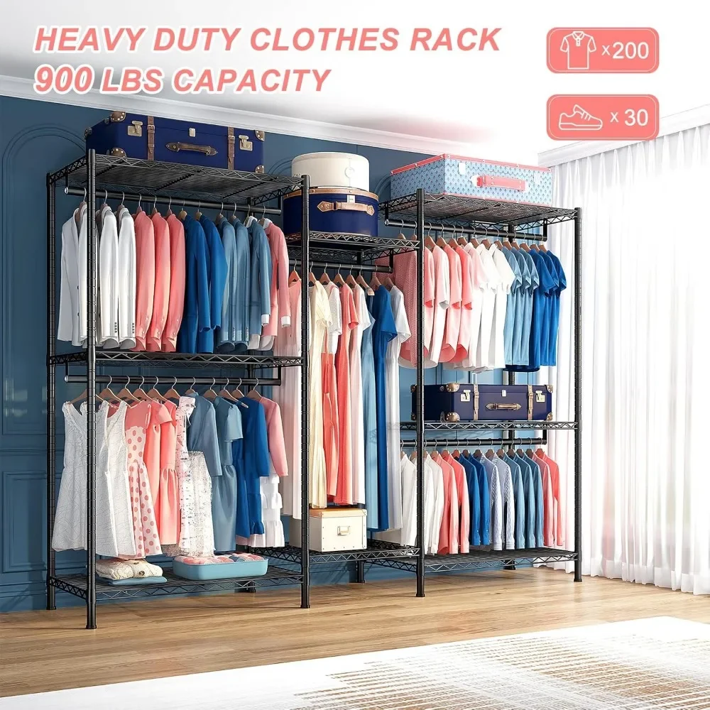 Rack 900 LBS Heavy Duty Clothing Racks for Hanging Clothes Metal Clothing Rack Heavy Duty Wire Garment Rack Free Standing Closet