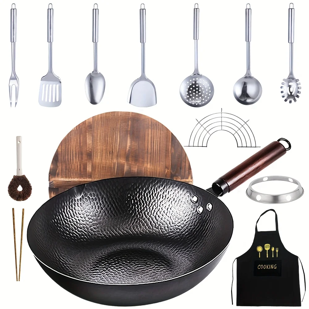 

1Set Wok with Lid - Nonstick, Heat-Resistant Cooking Surface - Versatile Wok for All Stovetops, Includes Cookware Additions for Convenient Sauteing And Cooking