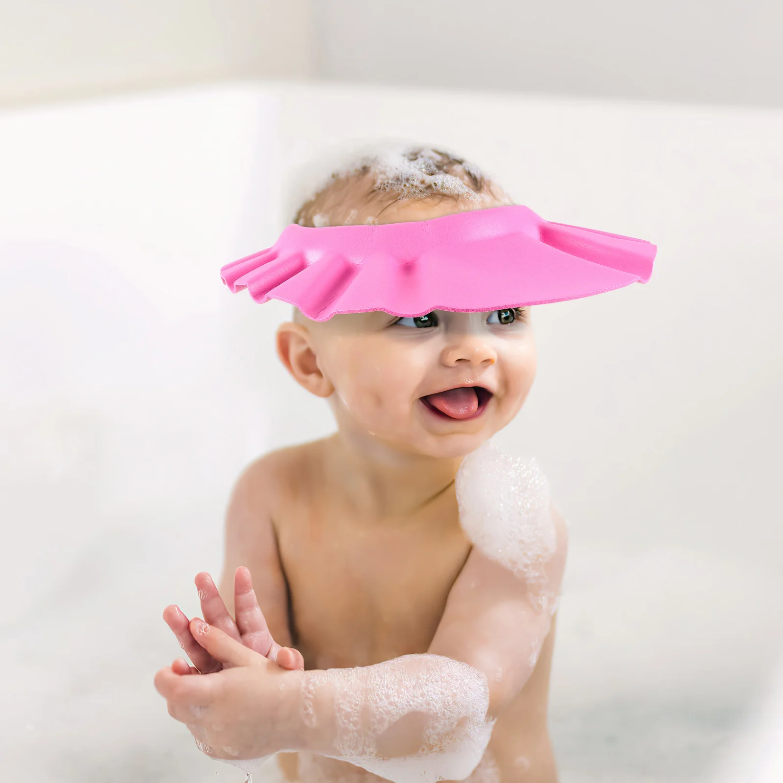 Ultra-light EVA Waterproof Baby Kids Shower Bathing Shampoo Hat (Pink) Baby Shower Cap Baby Shampoo