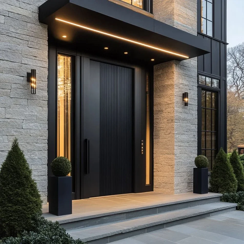 *IW% Front Exterior Pivot Door Main Swing Entry Modern Security Entrance Door Apartment Door Aluminum Home Decor Customize