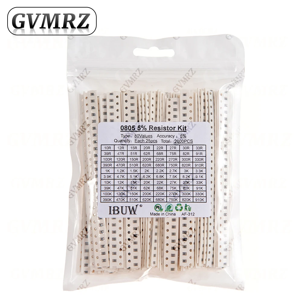 0201 0402 0603 0805 1206 1% 5% SMD-Widerstand Sortiment-Set 1R-1M 10K 100K 1K 100R Widerstandssatz DIY 1R00 0R82 0R47 0R33