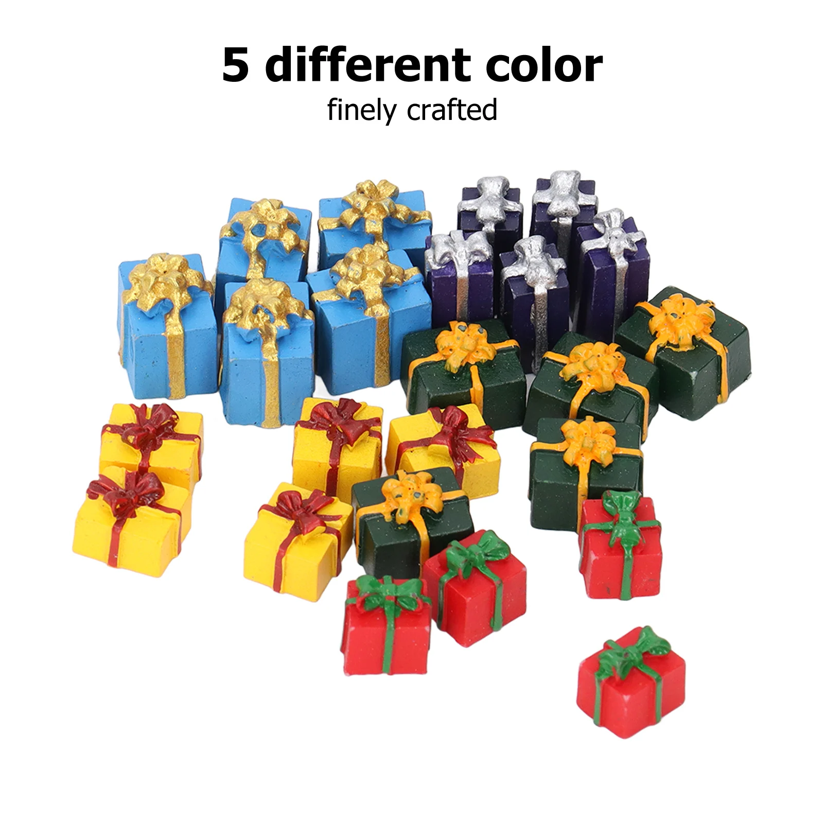 25 قطعة بيت الدمية صناديق هدايا عيد الميلاد الراتنج 5 ألوان التعليمية الصغيرة عيد الميلاد الحلي ل 1:12 دمية الديكور