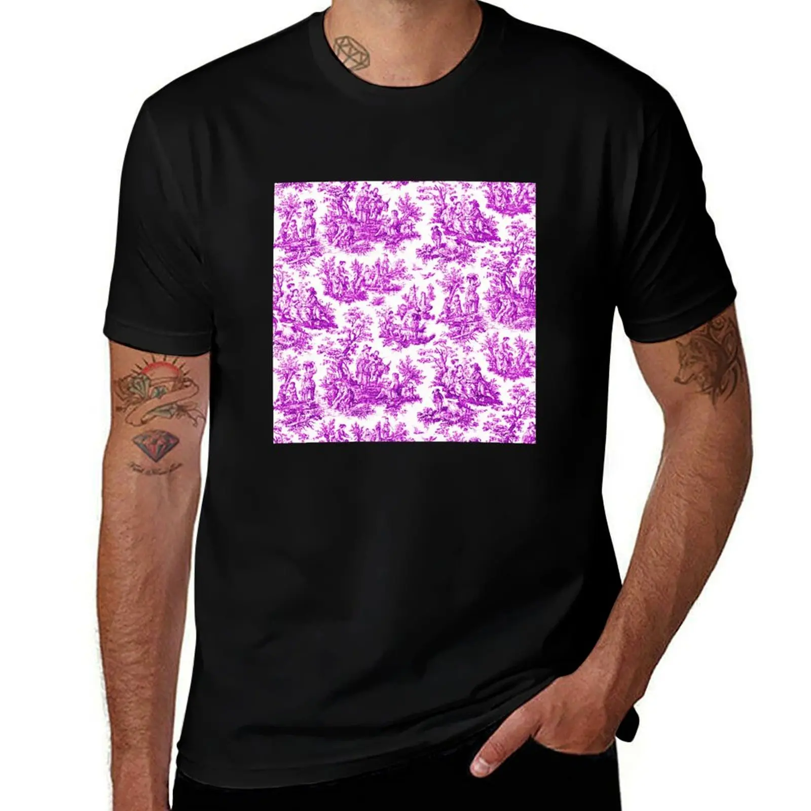 NOMADES Artsy vintage Toile de Jouy - Lilac / Purple T-Shirt oversized graphic tee graphic tee shirt mens fashion