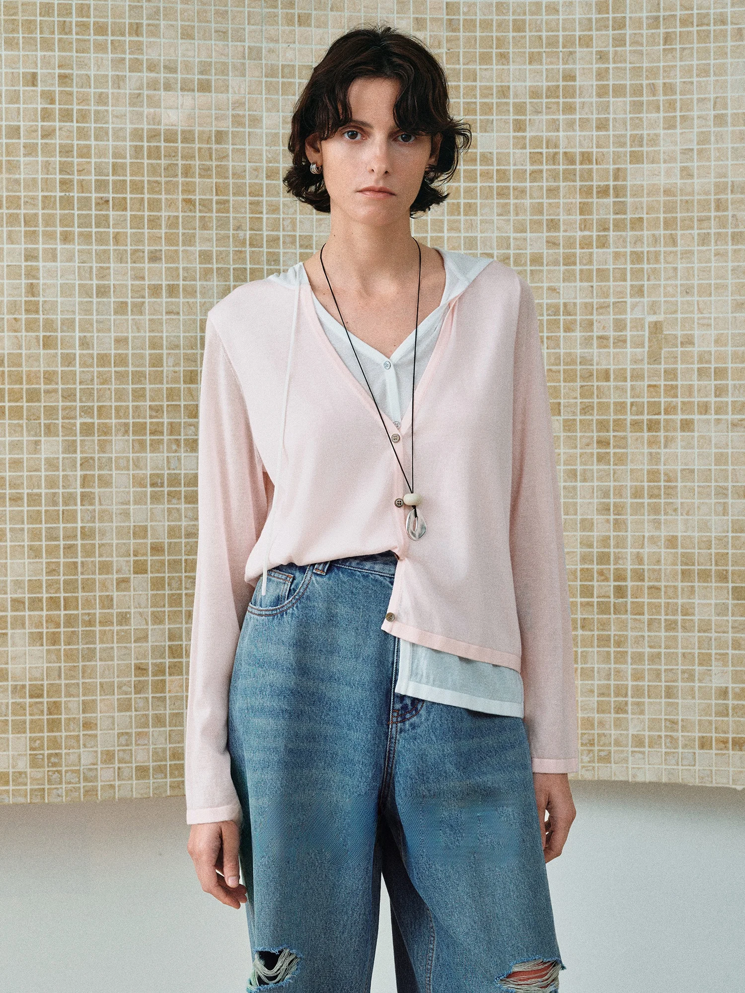 

MARIUS Acetate Lyocell Wool Cloud Sensation Soft Anti-Aging Toast irt Knitted Open Cardigan Women's Commute Sle Long S...