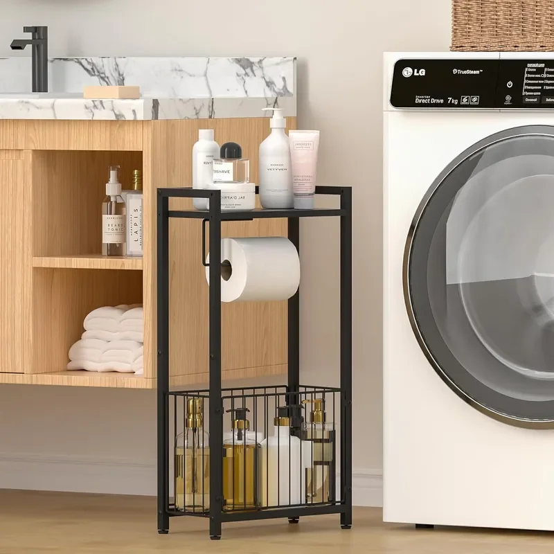 for Household Bathroom Toilet Tissue Holder Independent Toilet Paper Holder with Storage Rack