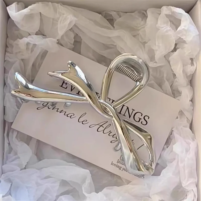 Artiglio per capelli con fiocco geometrico unico alla moda per donne e ragazze, elegante regalo di gioielli per accessori per capelli con coda di cavallo