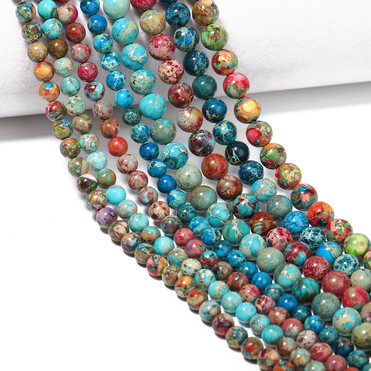 4/6/8mm Natural Muiticolor Sea Sediment Imperial Jasper Turquoises Beads for Jewelry Making DIY Bracelet Earrings Accessories