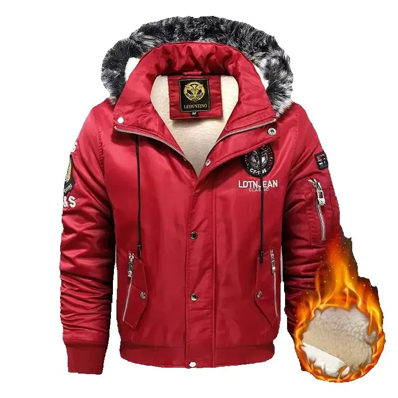 New autumn and winter men's high-quality thick hooded jacket, fashionable and casual windproof and warm multifunctional top